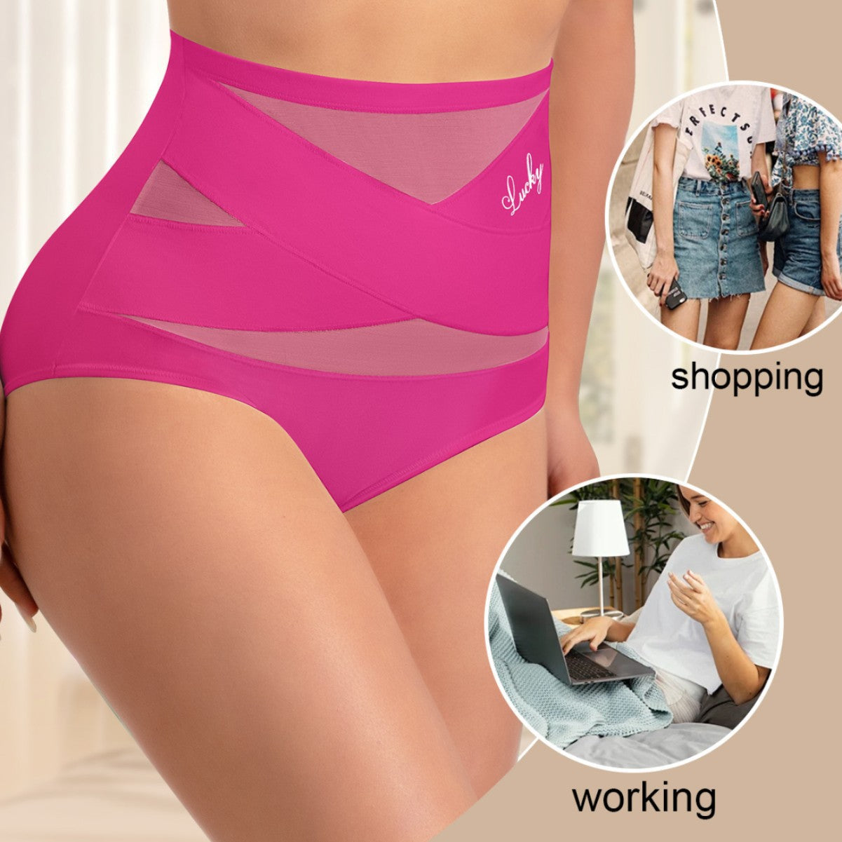 High-Waisted Mesh Tummy-Control Lift Panties