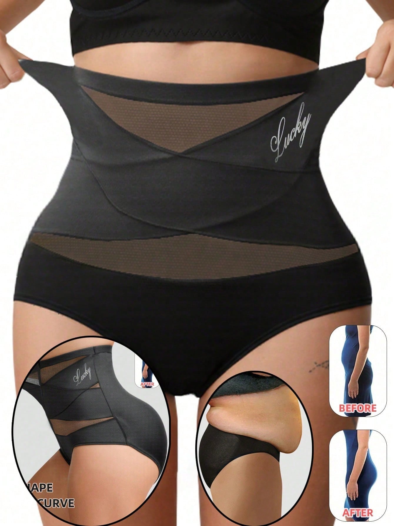 High-Waisted Mesh Tummy-Control Lift Panties