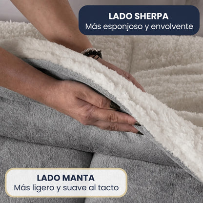 Detalle lado sherpa y lado manta del cobertor