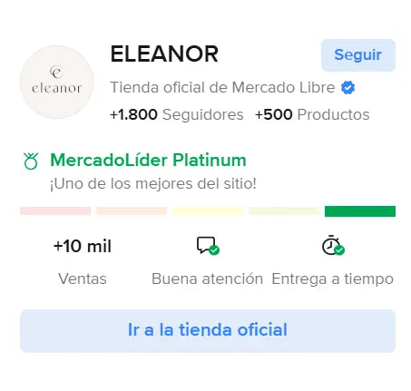 Tienda oficial Eleanor en Mercado Libre con reputación MercadoLíder Platinum