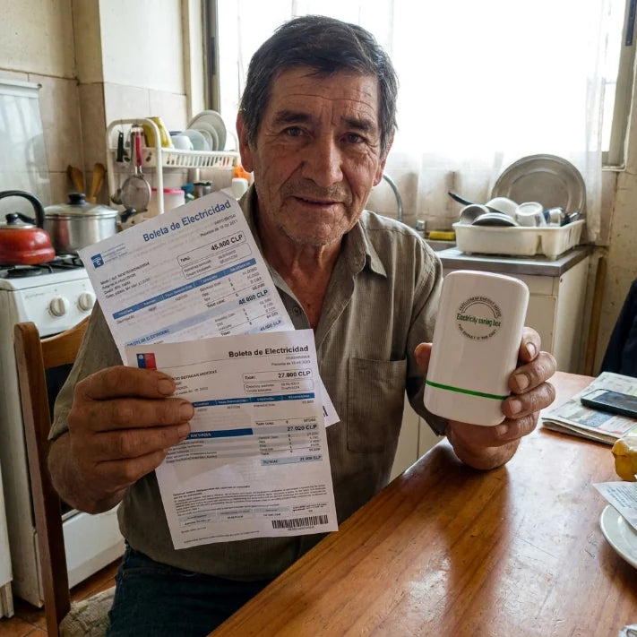 Cliente mostrando boletas de luz y Energy Box