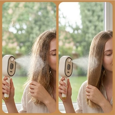 Antes y después del cabello con el cepillo eléctrico